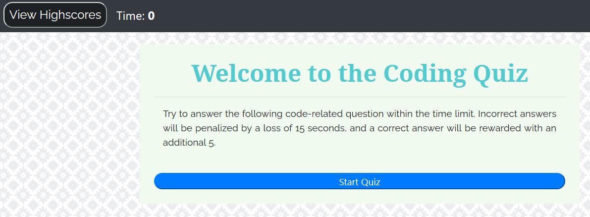 Coding quiz application